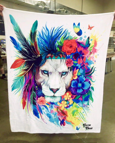 King of Lions Blanket Blanket Electro Threads THROW 50 X 60 Premium Sherpa