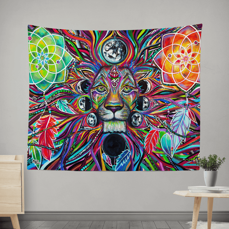 Lunar Lion Wall Tapestry Tapestry Electro Threads 
