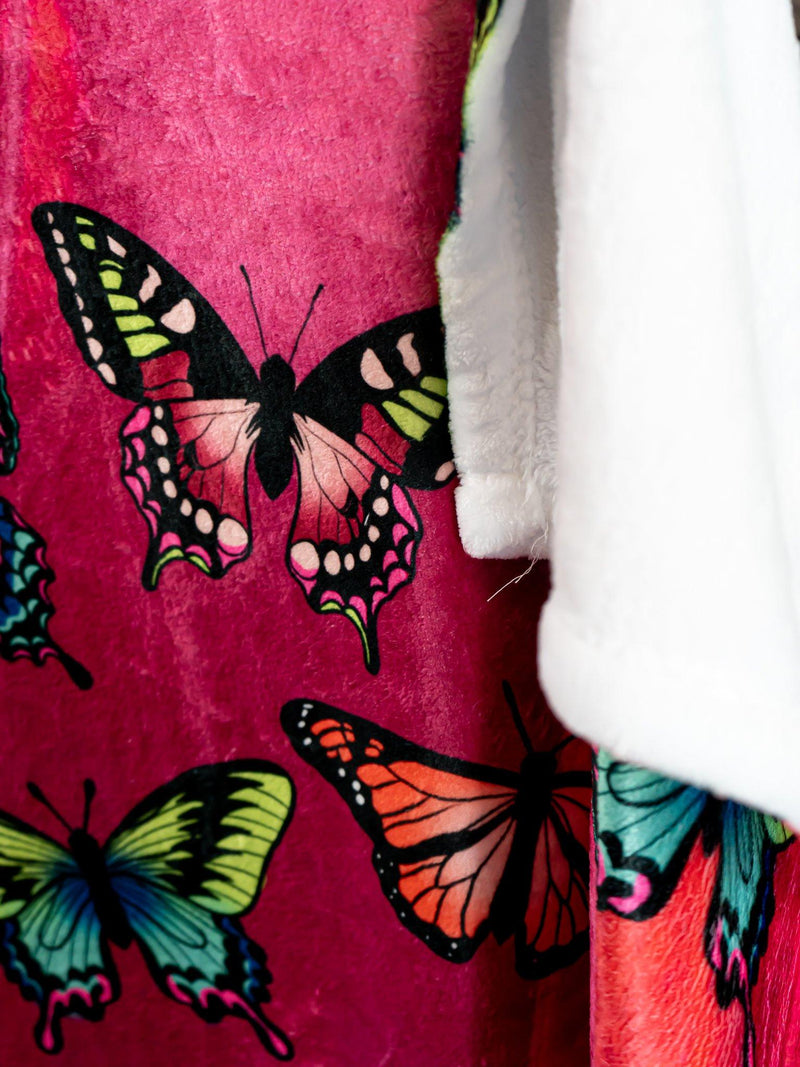 Maroon Butterfly Fleece Blanket Blanket Electro Threads 