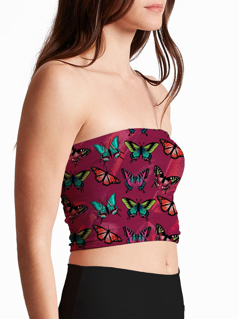 Maroon Butterfly Tube Top Tube Top Electro Threads 