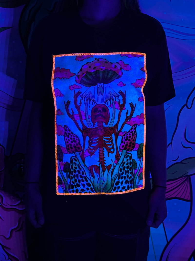 Mystic Skeleton NeoThreads Unisex Crew T-Shirts Electro Threads XS Standard Patch 