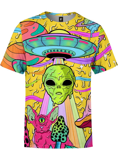 Neon Alien Drip Invasion (Yellow) Unisex Crew T-Shirts Electro Threads