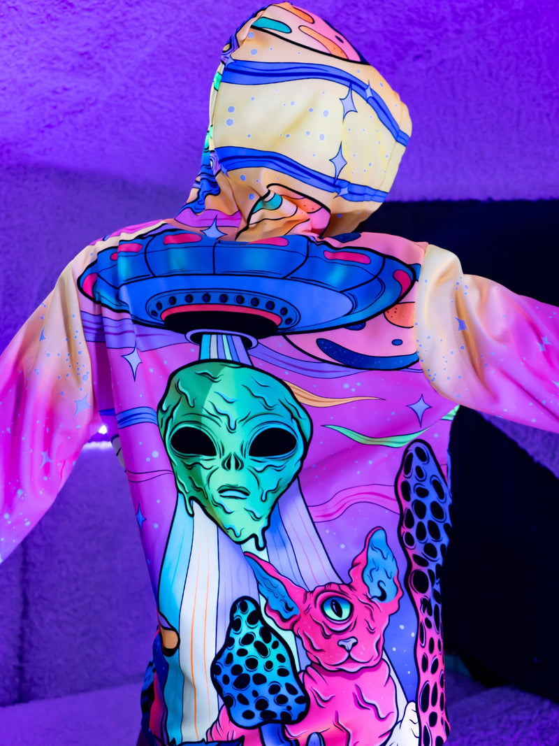 Neon Alien Invasion (Dawn) Unisex Hoodie Pullover Hoodies Electro Threads 