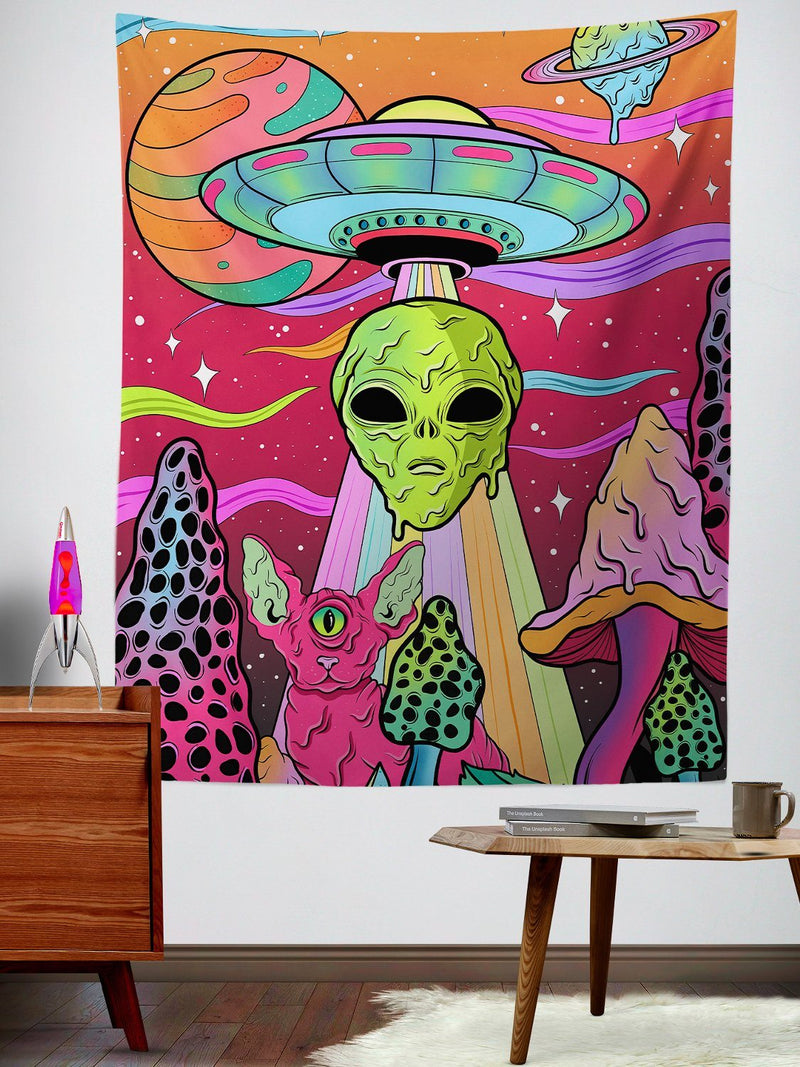 Neon Alien Invasion (Dusk) Tapestry Tapestry Electro Threads 