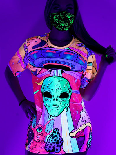 Neon Alien Invasion (Dusk) Unisex Crew T-Shirts Electro Threads