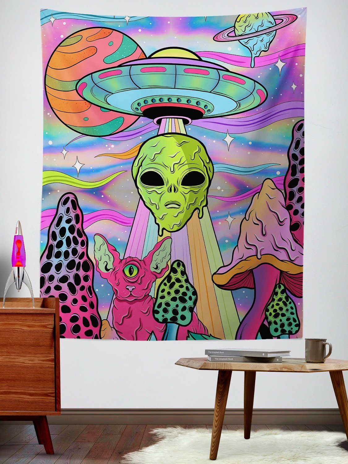 Neon Alien Invasion (Shimmer) Tapestry Tapestry Electro Threads 
