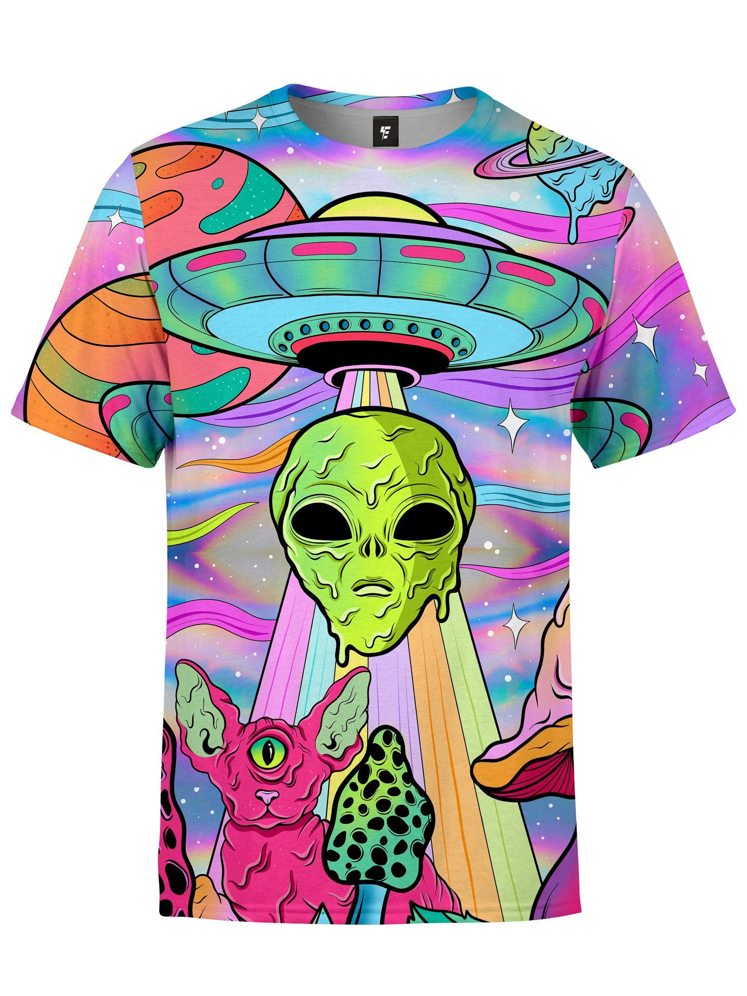 Neon Alien Invasion (Shimmer) Unisex Crew T-Shirts Electro Threads 