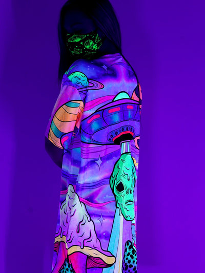 Neon Alien Invasion (Shimmer) Unisex Tall Tee Mens Tall Tee Electro Threads