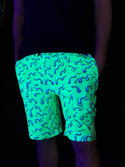 Neon Drip Crushed Velvet Shorts Mens Shorts Electro Threads