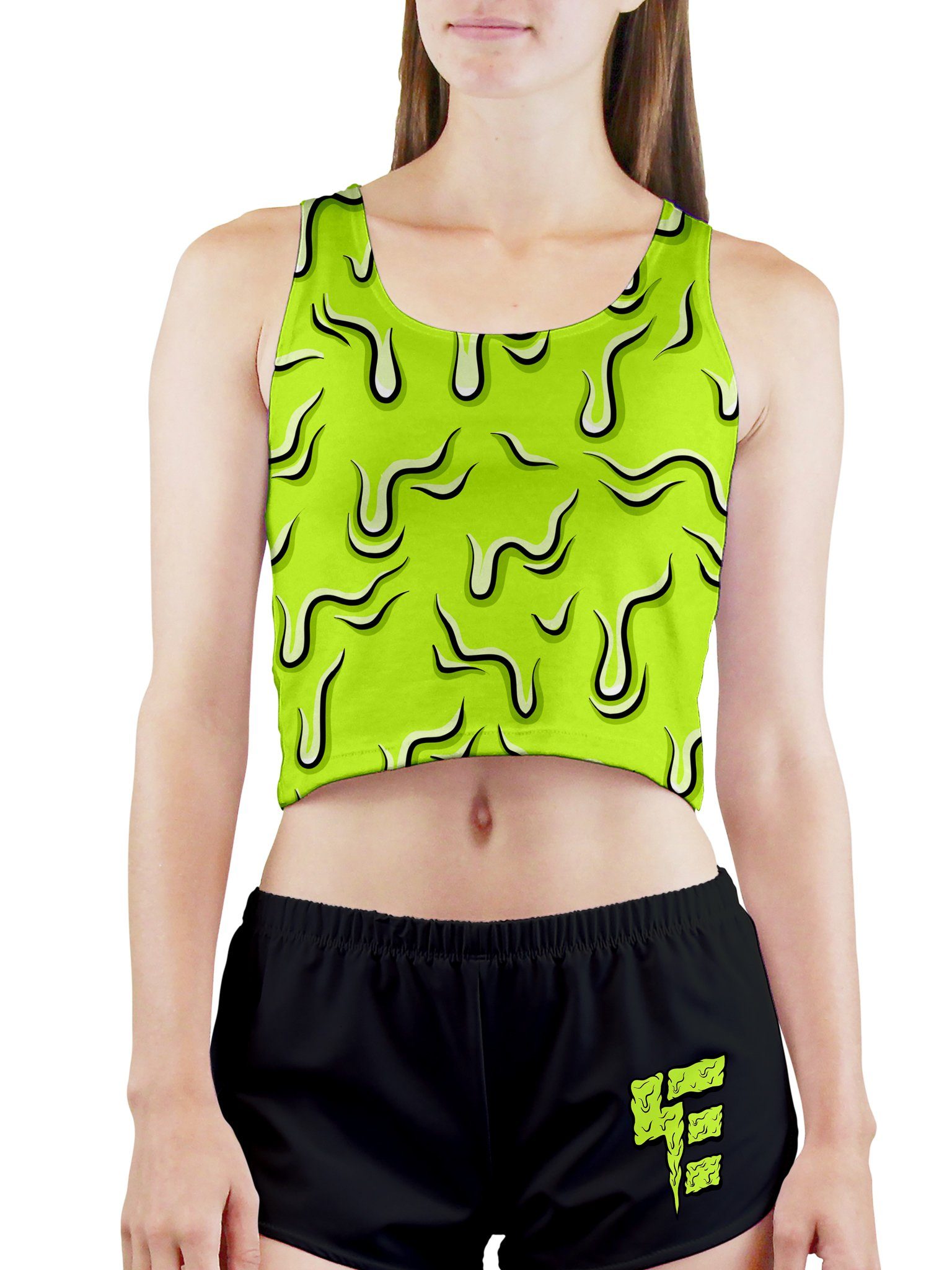 neon zip up crop top