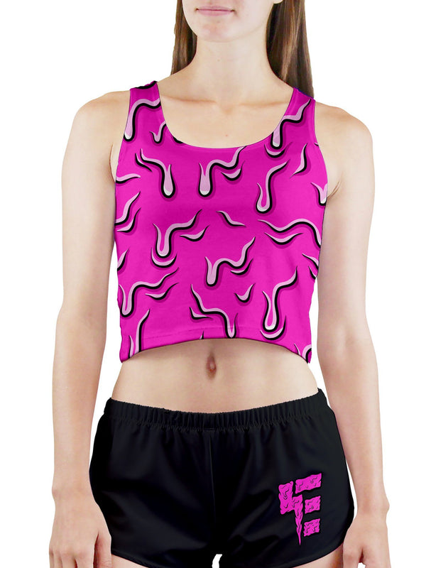 neon crop top pink