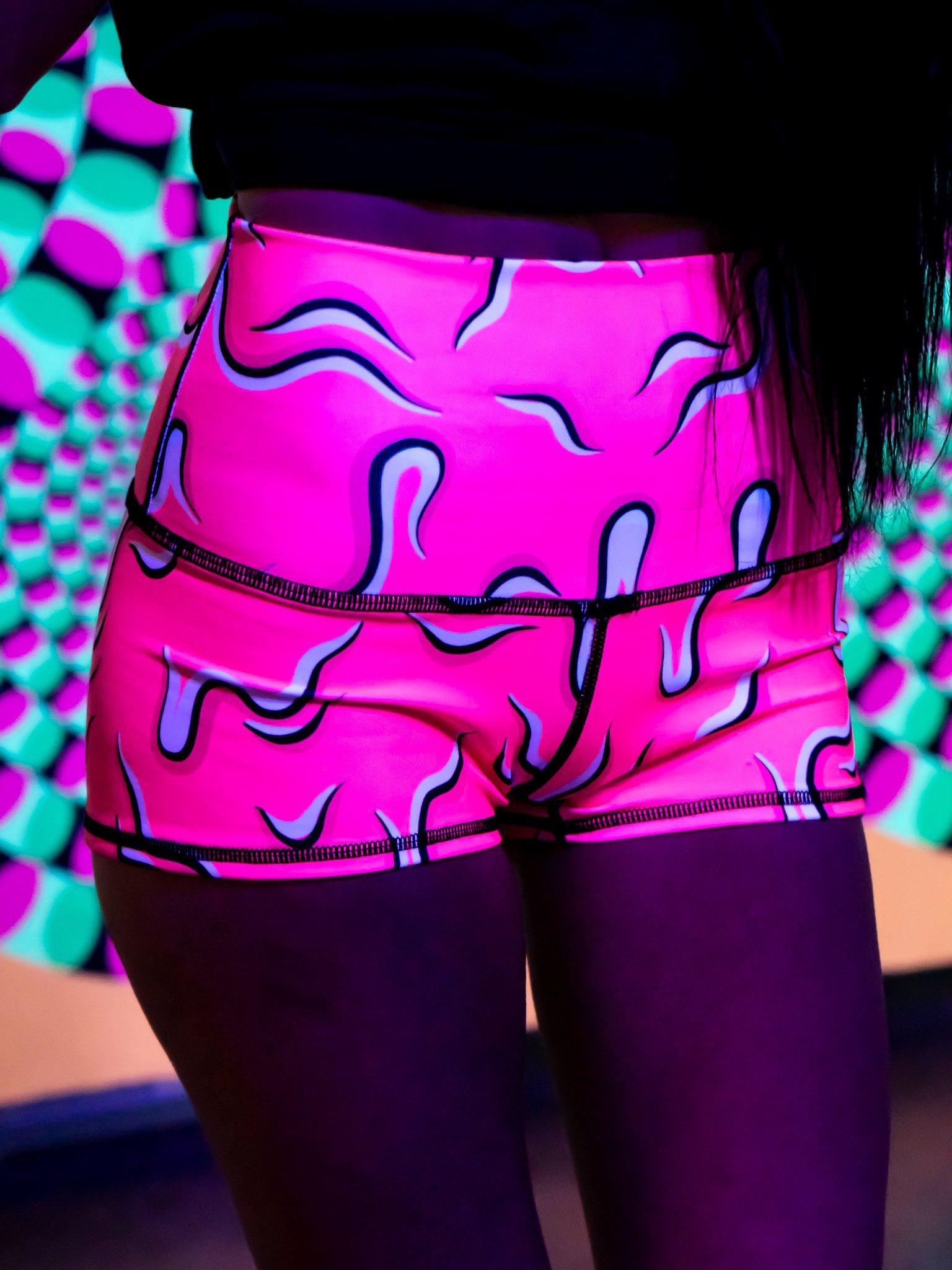 Neon Drippy (Pink) Yoga Shorts