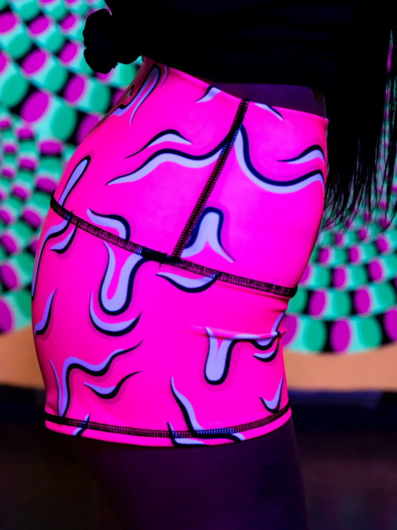 Neon Drippy (Pink) Yoga Shorts Yoga Shorts Mother Grime 