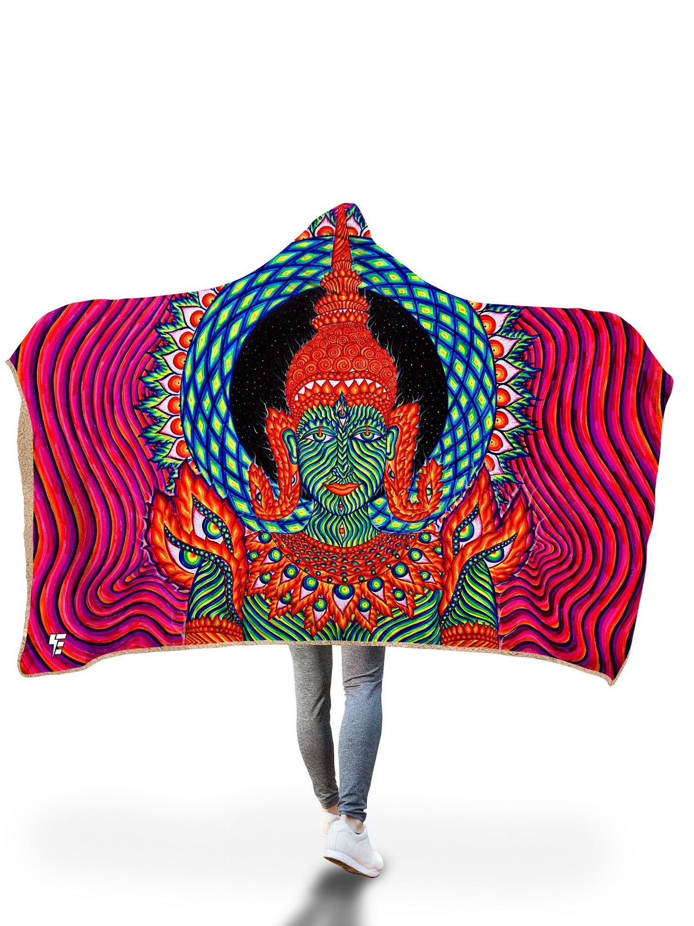 Phoenix Print Pattern Hooded Blanket