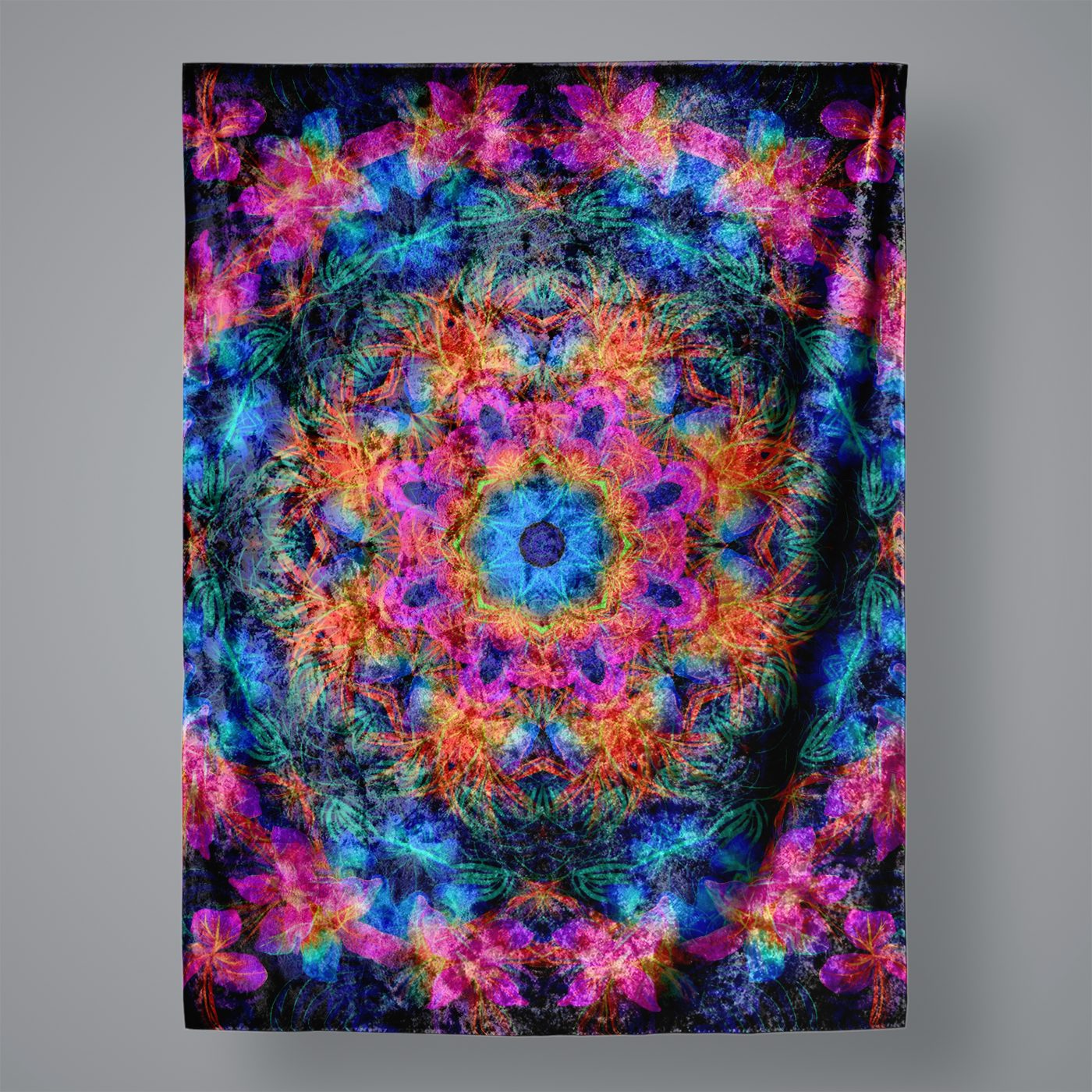 NEON ETHEREAL Large Velvet Wall Tapestry 60x80 Electro Threads 