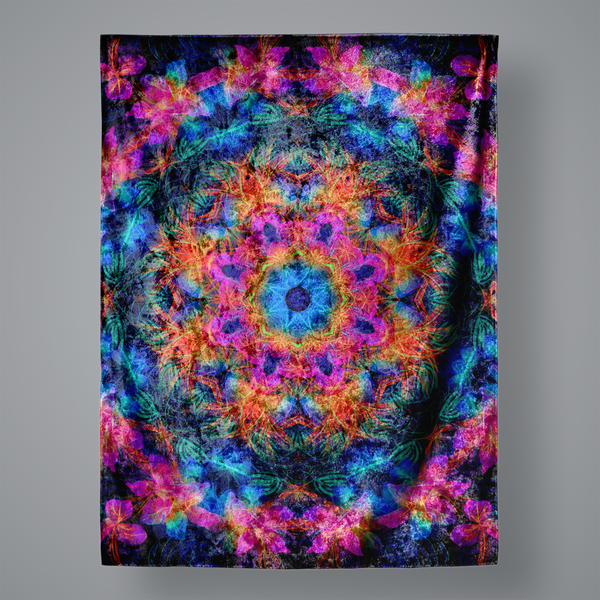 NEON ETHEREAL Large Velvet Wall Tapestry 60x80 Electro Threads