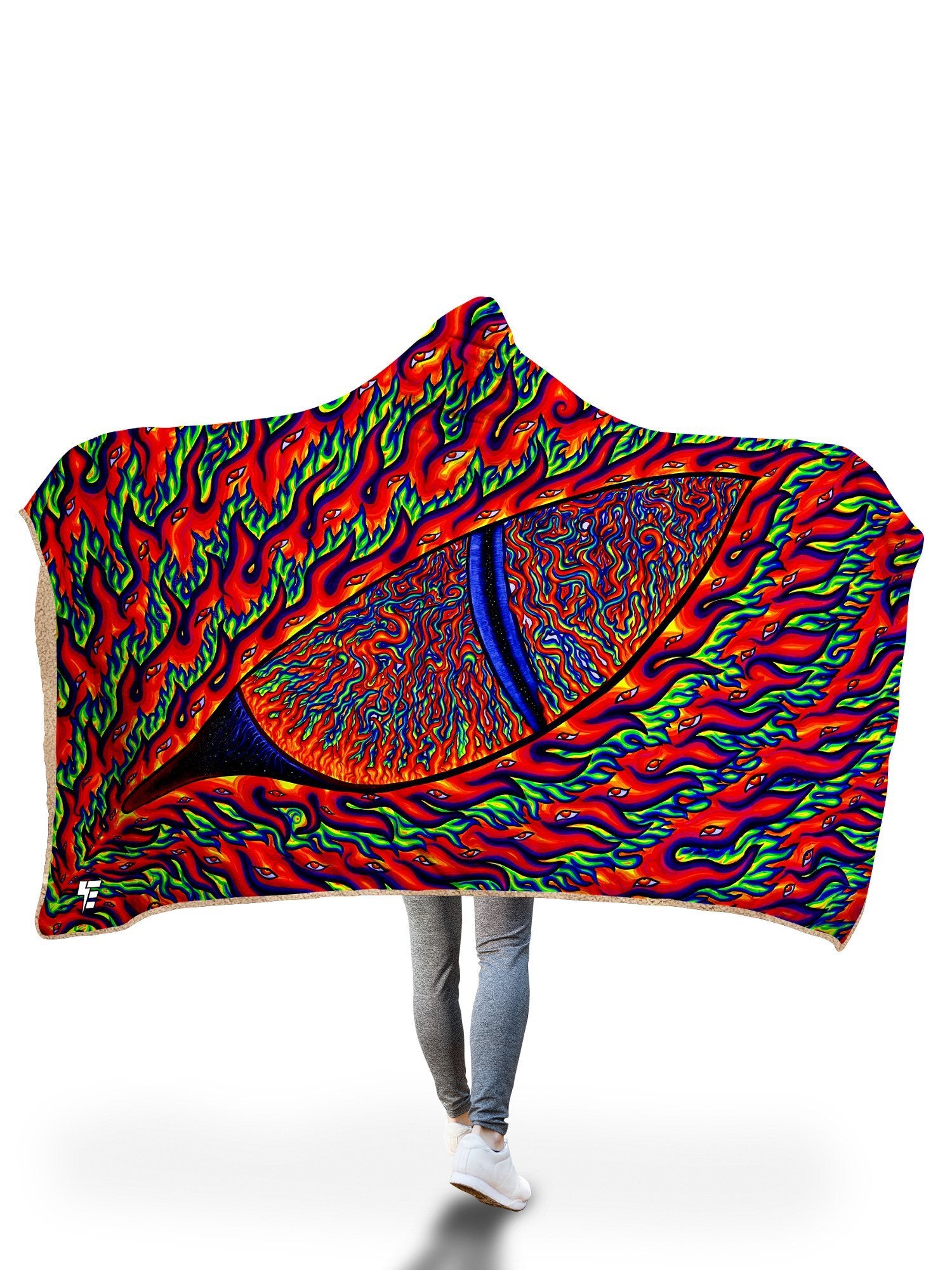 Neon Eye Of The Phoenix Hooded Blanket Hooded Blanket Electro Threads 