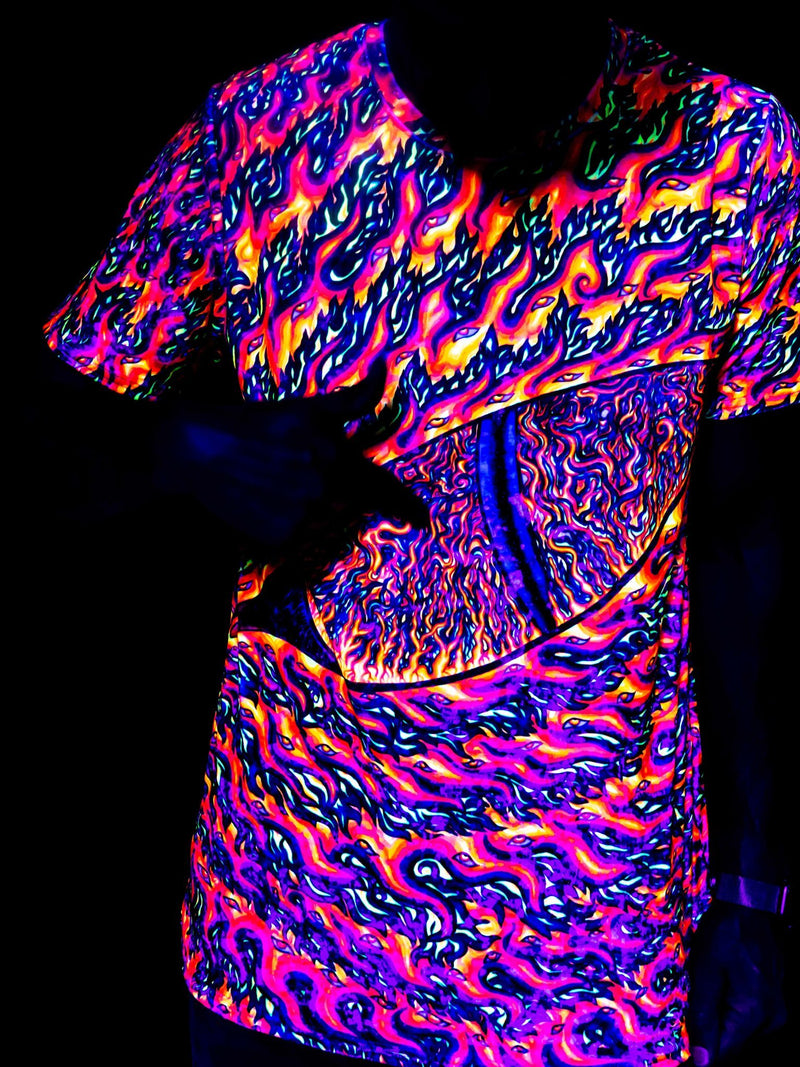 Neon Eye Of The Phoenix Unisex Crew T-Shirts Electro Threads 
