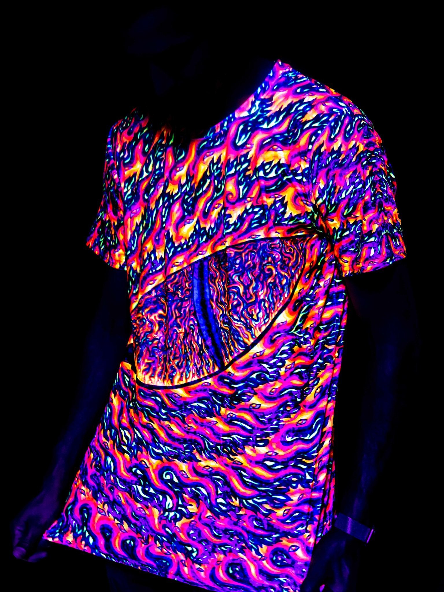 Neon Eye Of The Phoenix Unisex Crew T-Shirts Electro Threads 