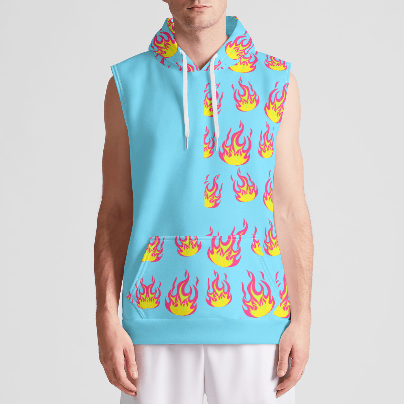 NEON FIRE Mens Sleeveless Pullover Hoodie Electro Threads 