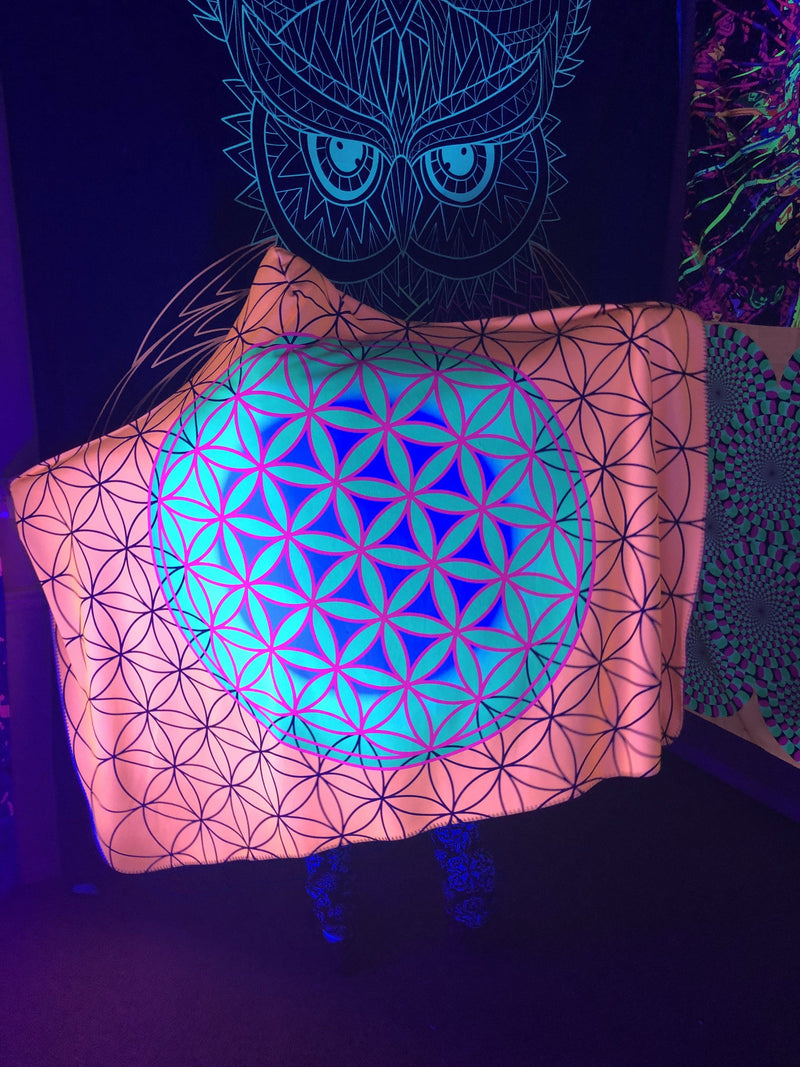 Neon Flower of Life Hooded Blanket Hooded Blanket Electro Threads 