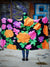 Neon Flowers Hooded Blanket Hooded Blanket Electro Threads 