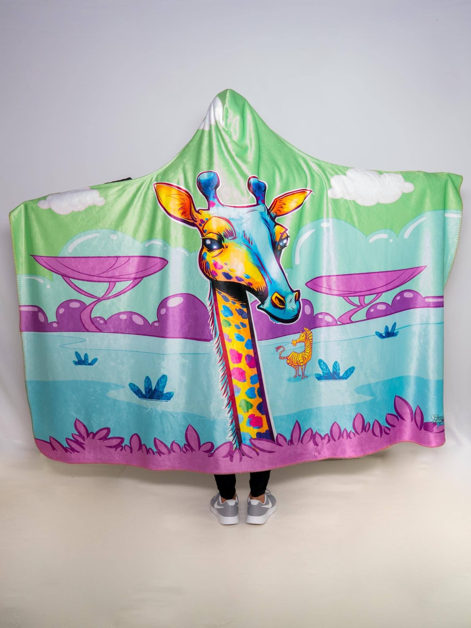 Neon Giraffe Hooded Blanket Electro Threads