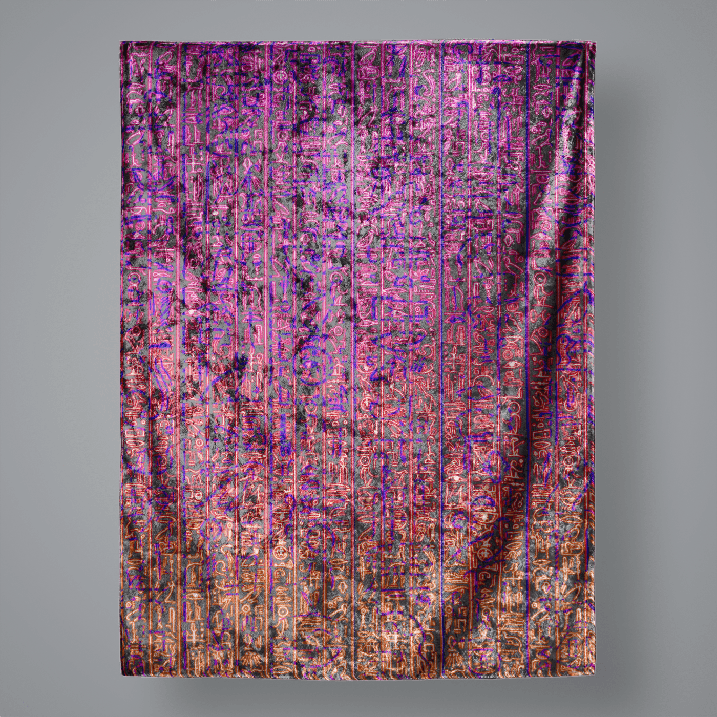 NEON GLYPHS V2 Large Velvet Wall Tapestry 60x80 Electro Threads 