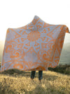 Neon Orange Lotus Mandala Hooded Blanket Hooded Blanket Electro Threads