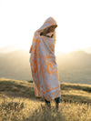 Neon Orange Lotus Mandala Hooded Blanket Hooded Blanket Electro Threads
