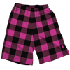 Neon Pink & Black Plaid Shorts Mens Shorts T6