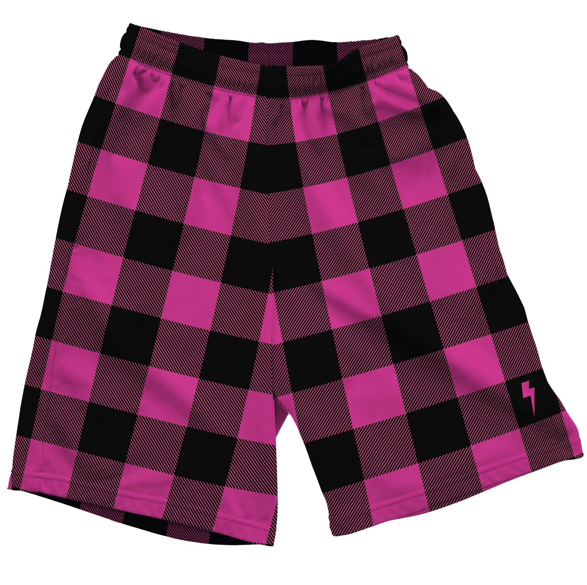 Neon Pink & Black Plaid Shorts Mens Shorts T6 