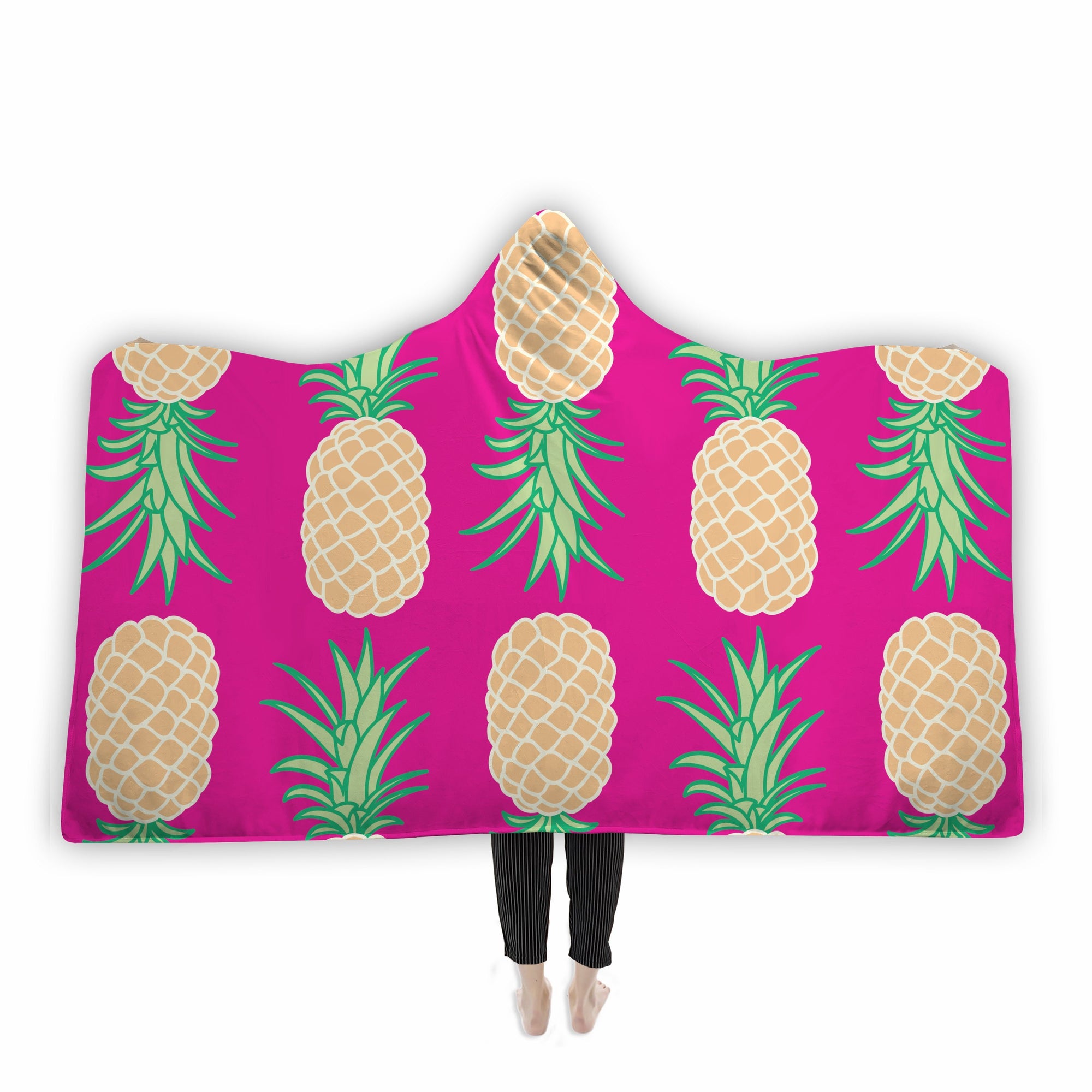 Neon Pink Pineapple Hooded Blanket Hooded Blanket Electro Threads 