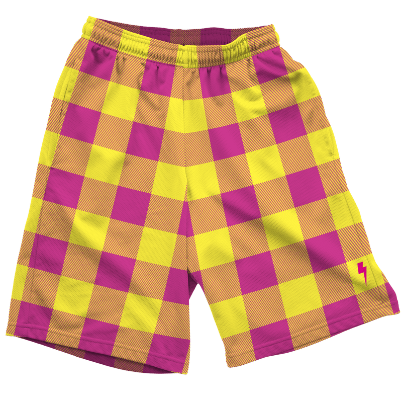 Neon Pink & Yellow Shorts Mens Shorts T6 