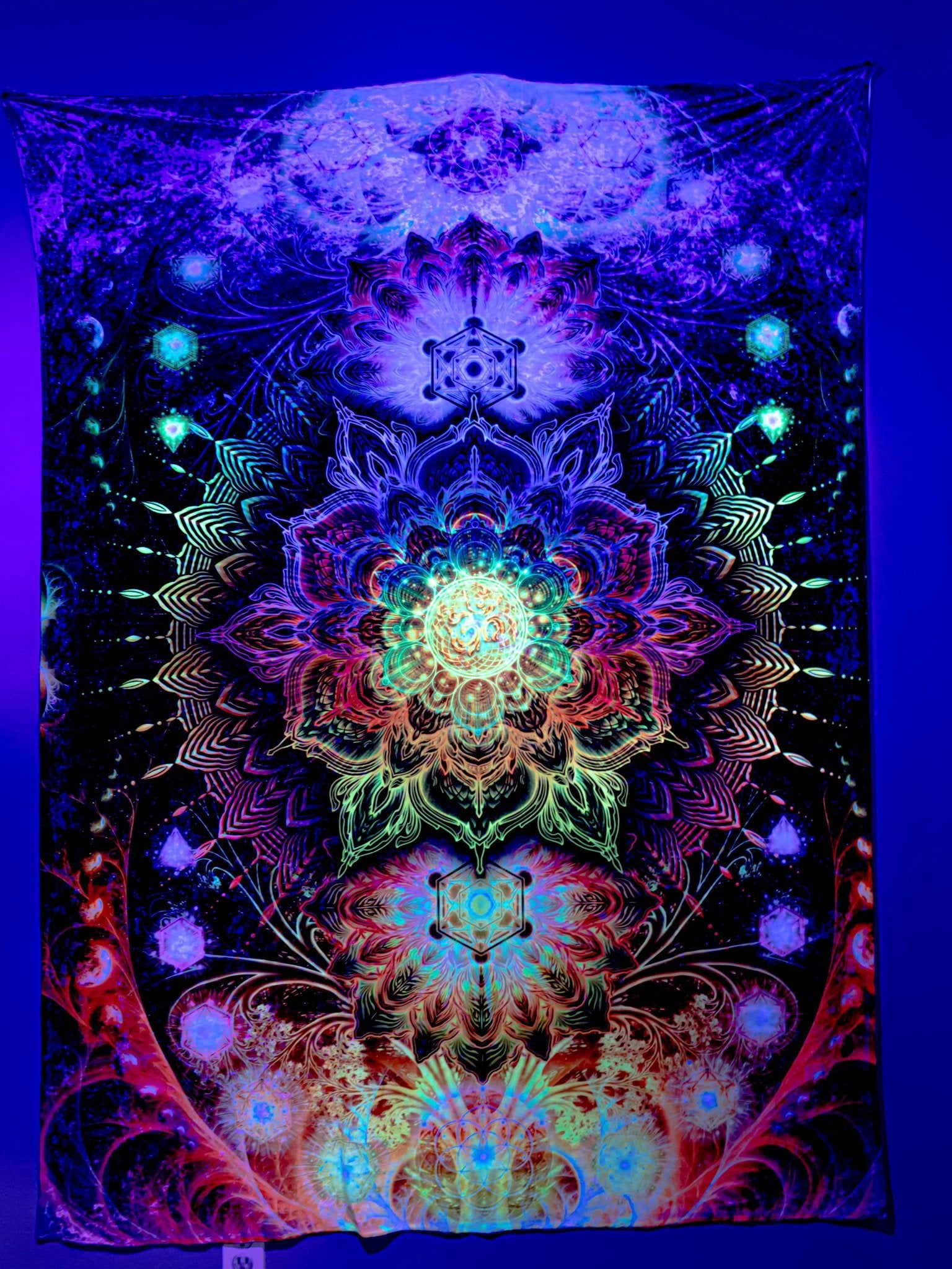NEON SACRED DUALITY Crushed Velvet Wall Tapestry Tapestry Yantrart 