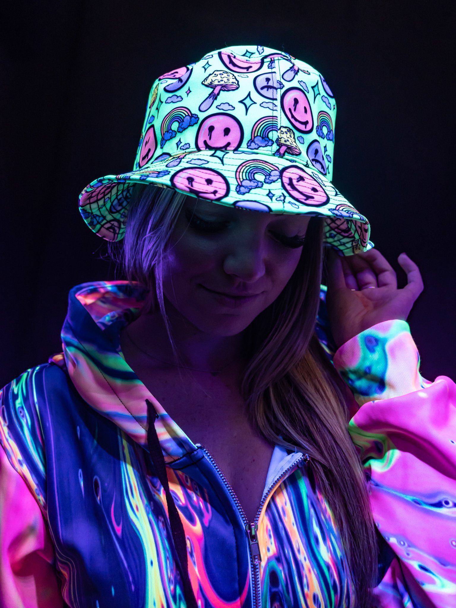 Neon Smile City Bucket Hat - Electro Threads