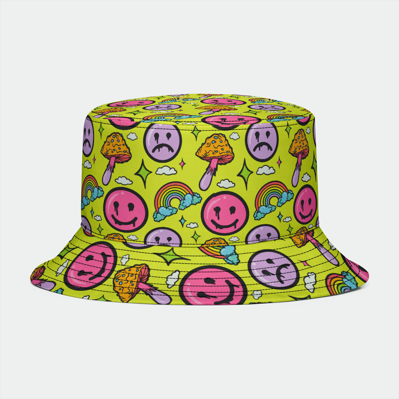 Neon Smile City Bucket Hat Bucket Hats Electro Threads 