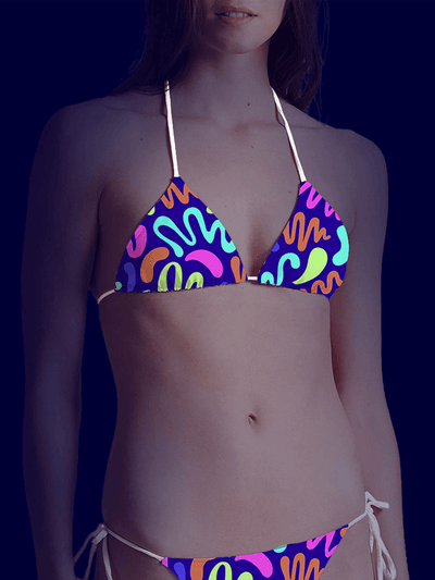 Neon Squiggles Bikini Top Bikini Tops Space Queen