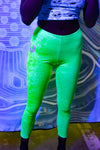 Neon Tights Tights Electro Threads 2XS Neon Green Crushed Velvet