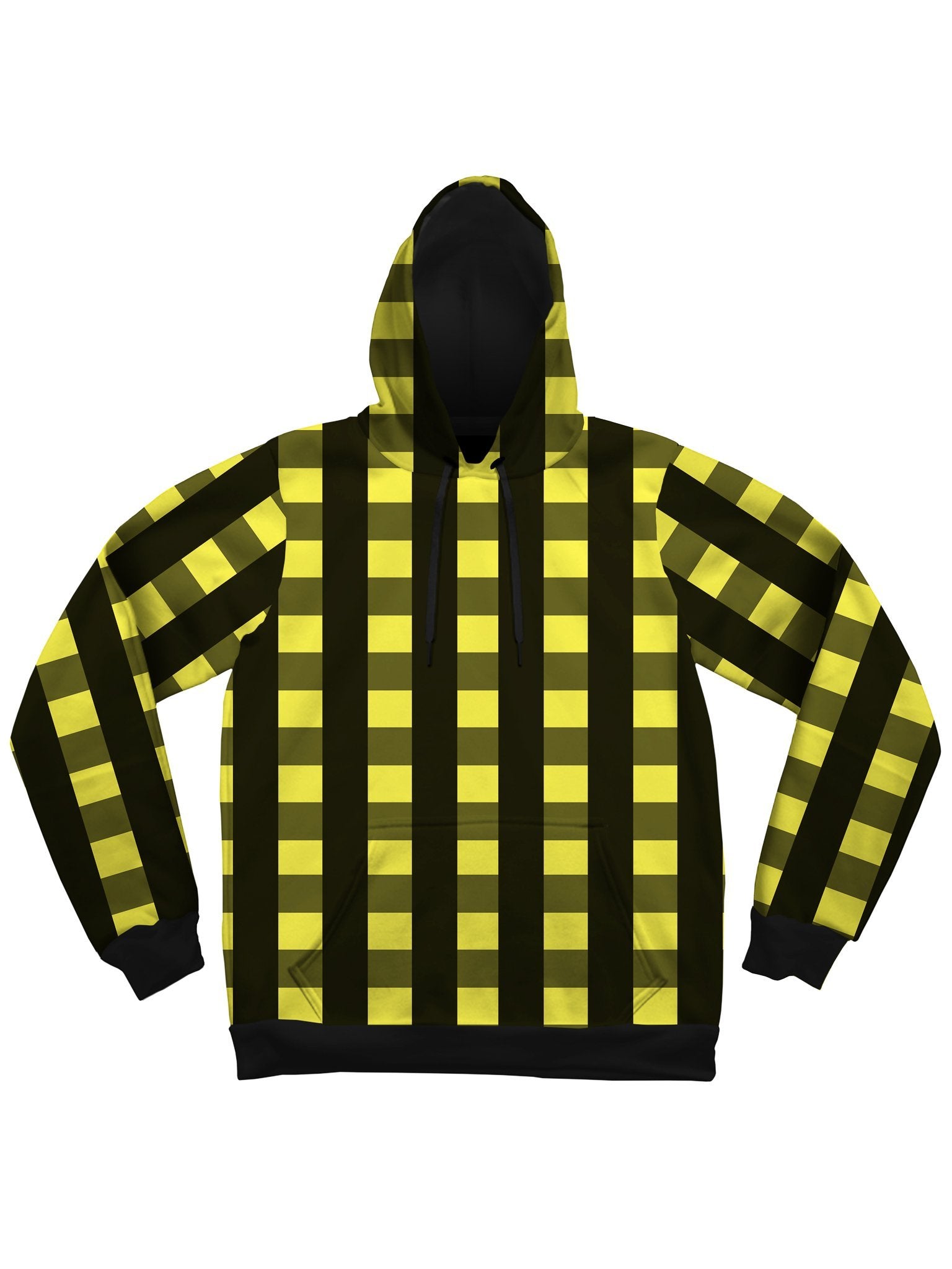 Neon Yellow Black Plaid Pullover Hoodies Electro Threads 