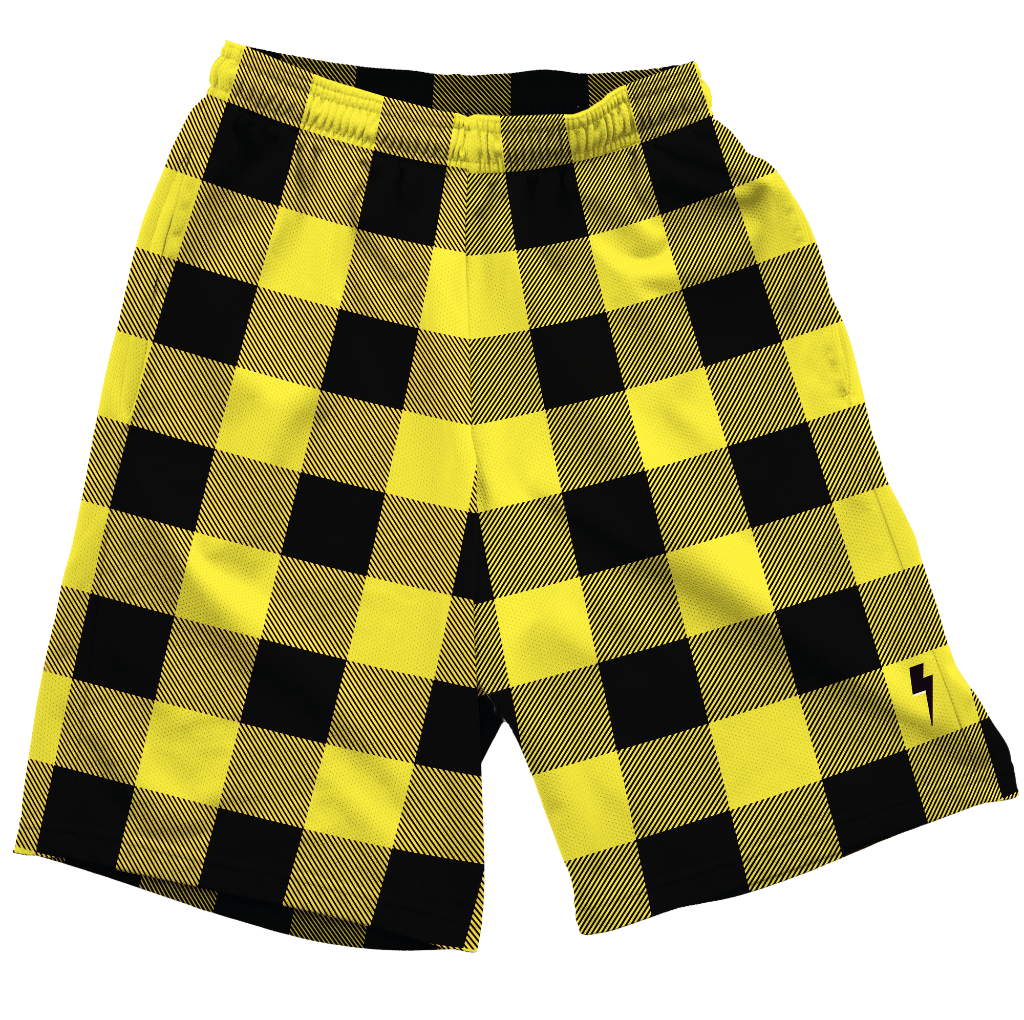 Neon Yellow & Black Plaid Shorts Mens Shorts T6 