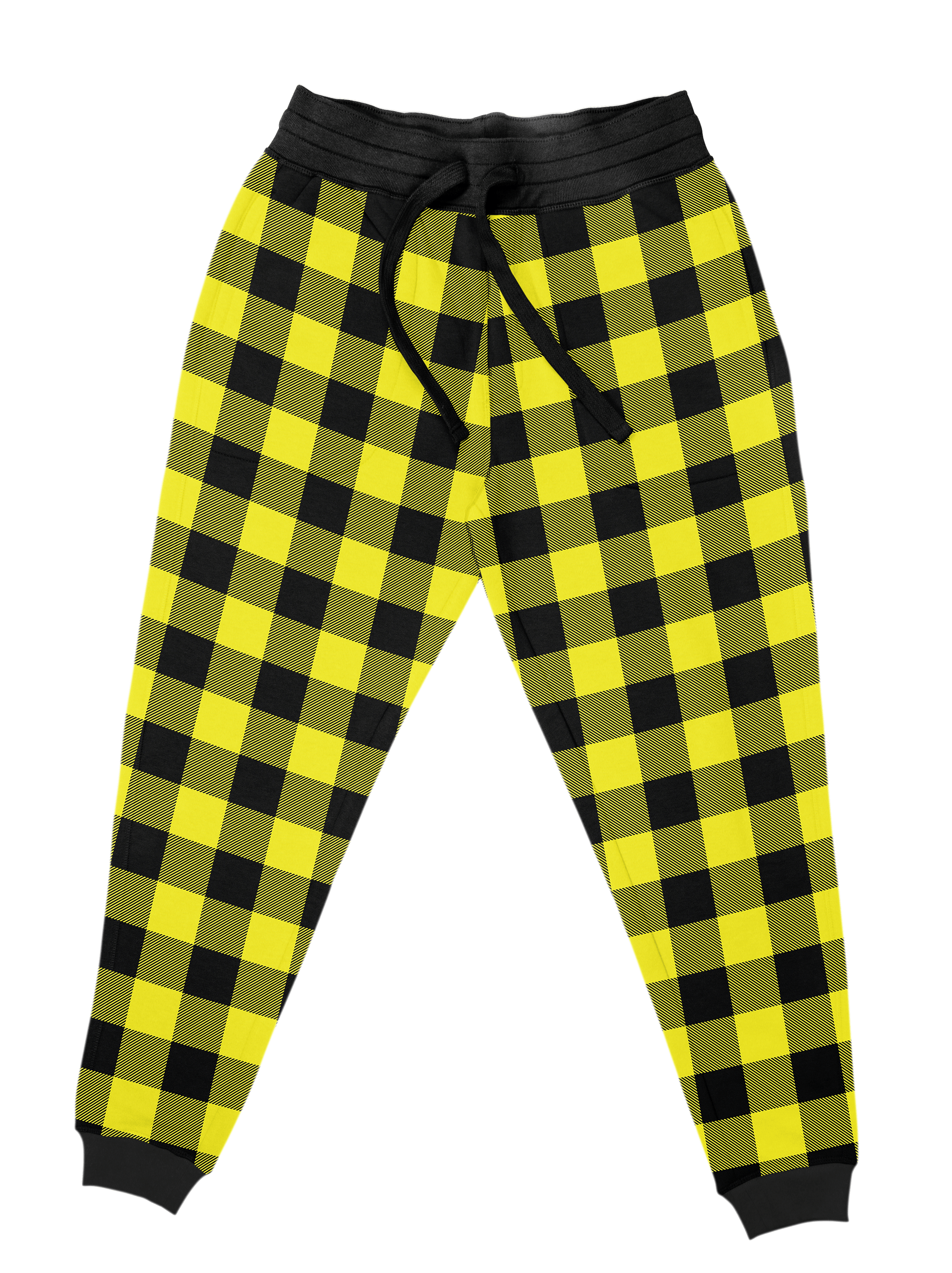 Neon Yellow Black Plaid Unisex Joggers Electro Threads