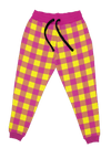 Neon Yellow & Pink Plaid Unisex Joggers Jogger Pant T6