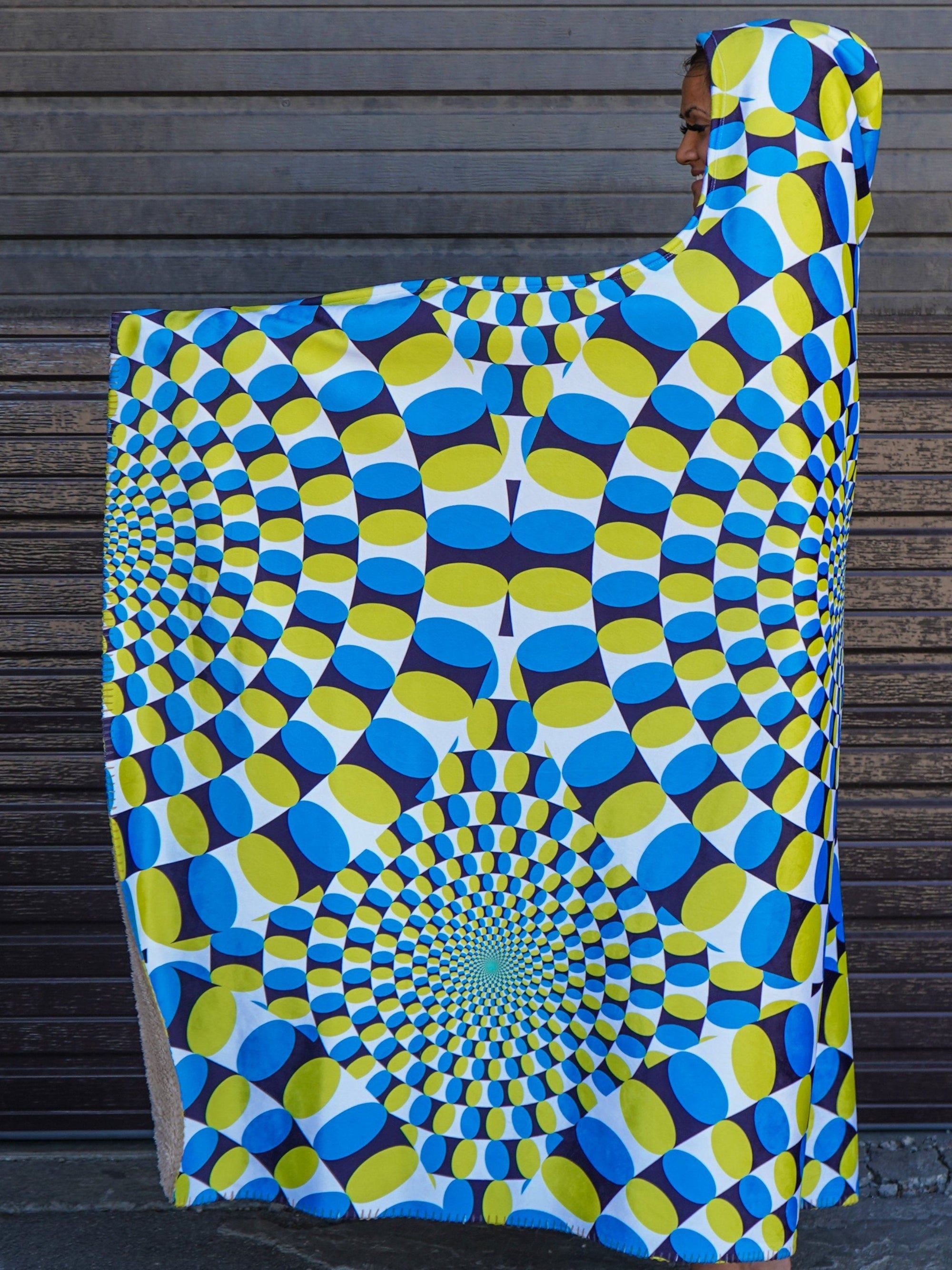 Optical Illusion 1 Hooded Blanket Hooded Blanket Electro Threads 