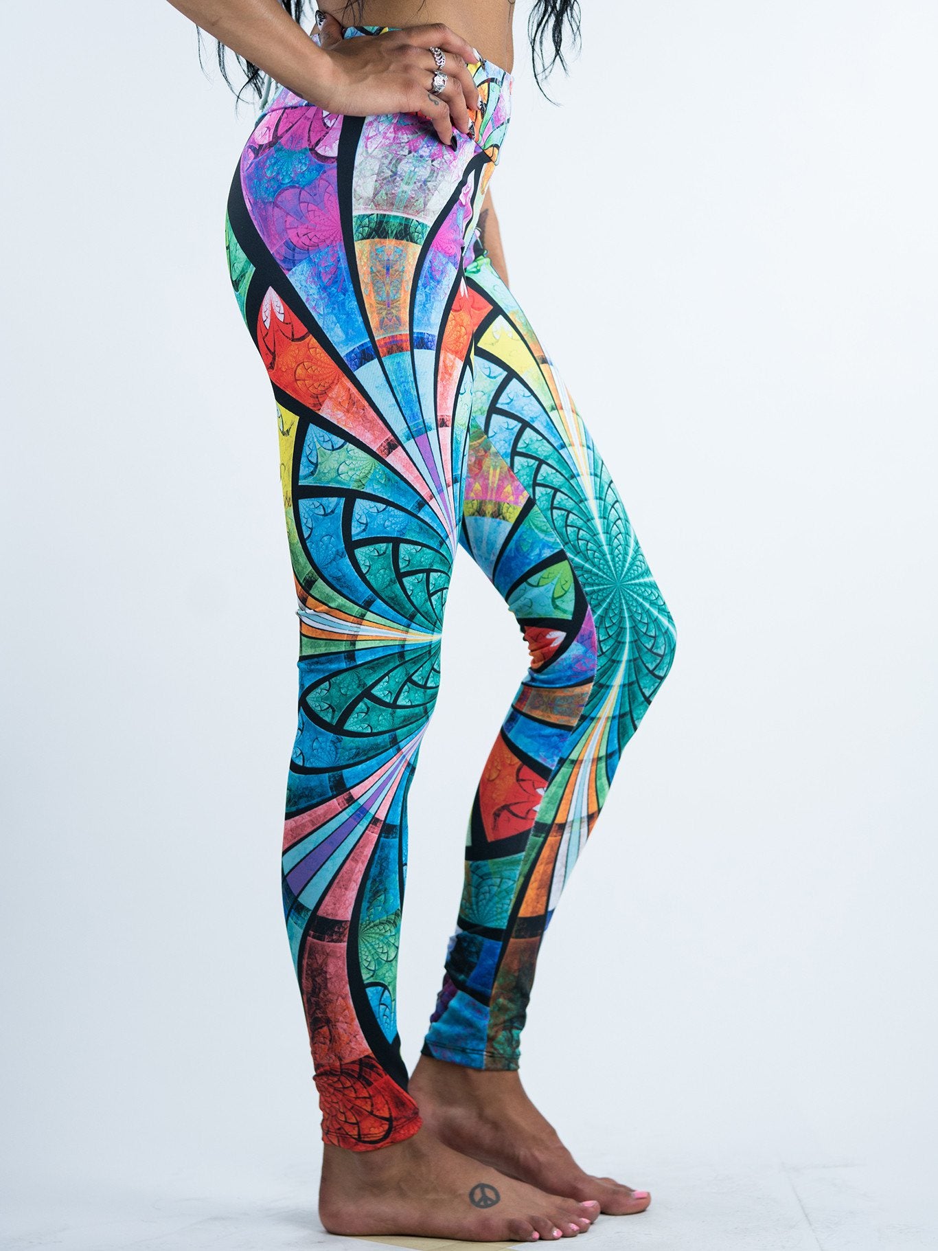 Optical Stained Glass Leggings - Electro Threads