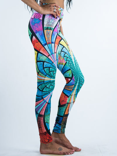 Optical Stained Glass Leggings Leggings T6 X-Small Green