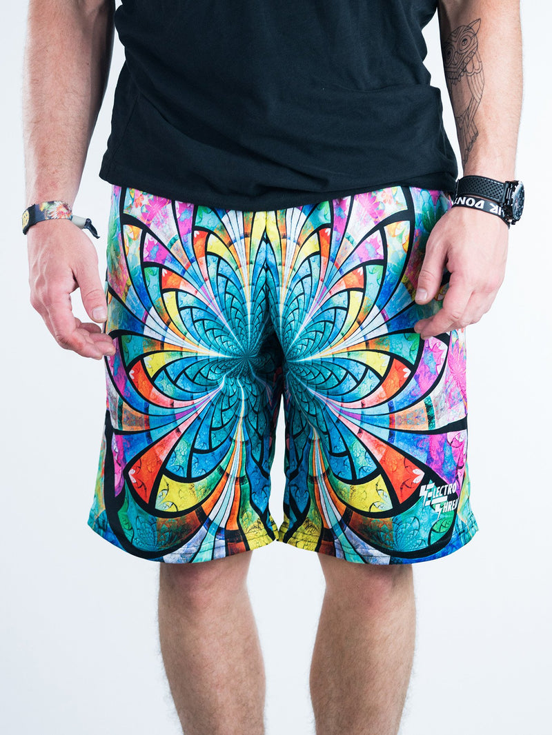 Optical Stained Glass Shorts Mens Shorts T6 28 - XS Green 