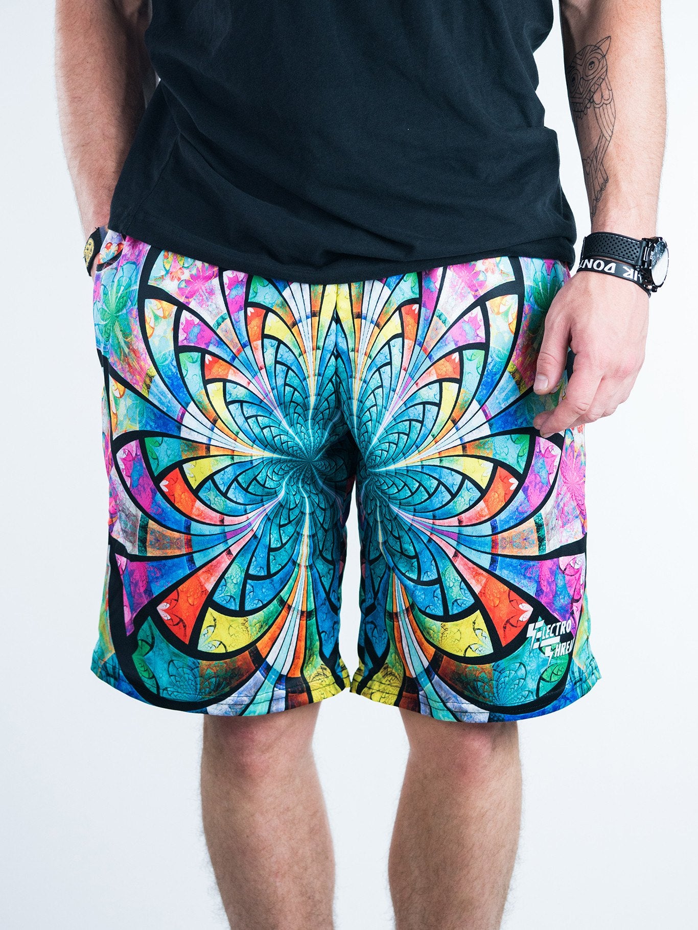 Optical Stained Glass Shorts Mens Shorts T6 28 - XS Green 