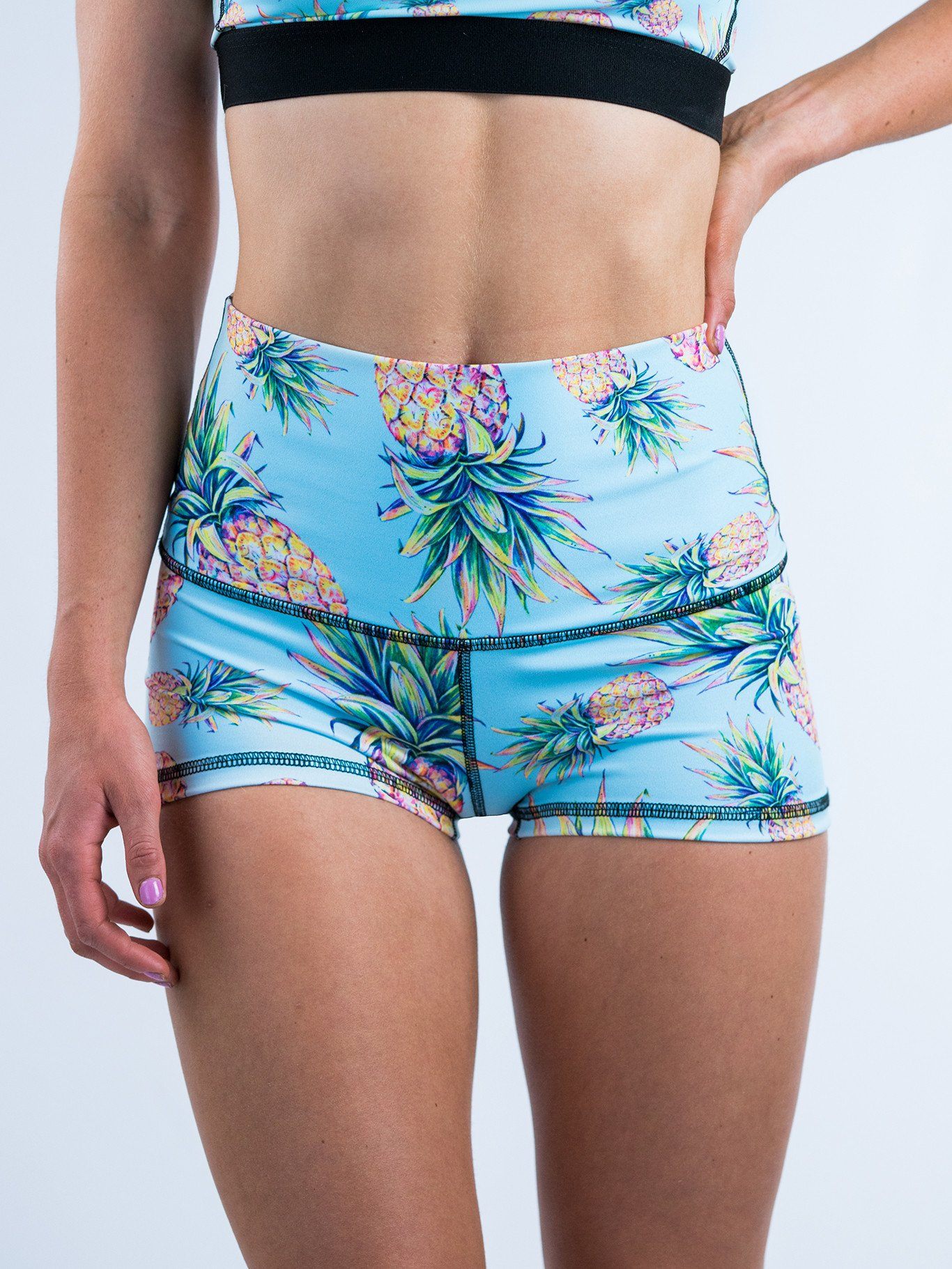 Pastel Pineapple Yoga Shorts - Electro Threads