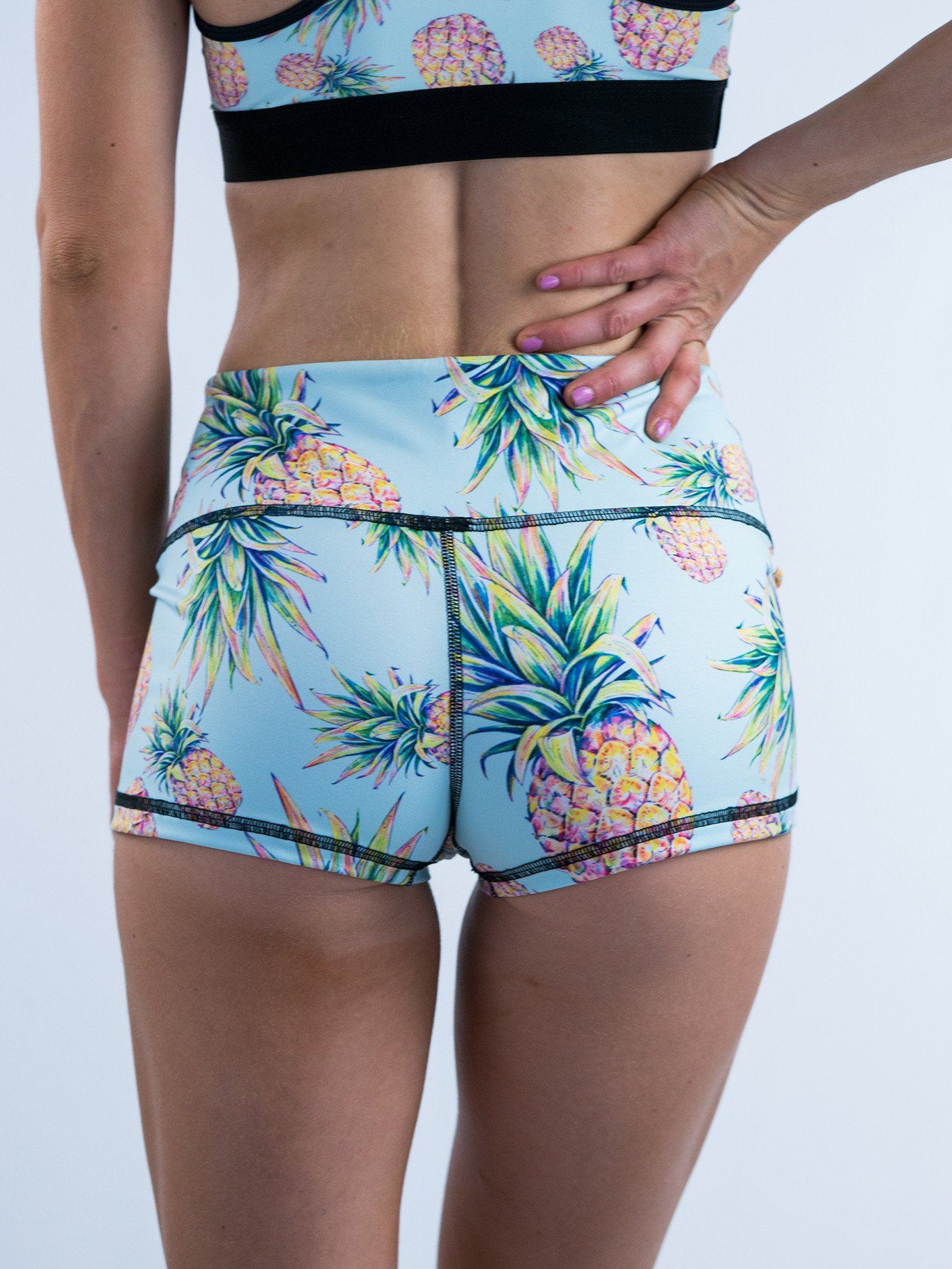 Pastel Pineapple Yoga Shorts - Electro Threads